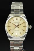 A GENT'S ROLEX OYSTER PERPETUAL AIR KING PRECISION WRISTWATCH, in stainless steel, silver dial