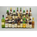 TWELVE BOTTLES AND SIX HALF BOTTLES OF WHITE WINE FROM EUROPE AND THE NEW WORLD, mainly from