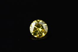 A YELLOW MODERN ROUND BRILLIANT CUT DIAMOND, weighing 1.00ct, colour assessed as treated, clarity