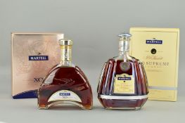 TWO BOTTLES OF MARTELL COGNAC, comprising XO Supreme 'The rarest and oldest Eaux-de-Vie selected