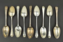 A PAIR OF GEORGE III SILVER OLD ENGLISH PATTERN TABLESPOONS, engraved 'I*B', makers Peter &