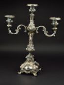 A LATE 20TH CENTURY HAZORFIM OF ISRAEL SILVER BEN YEHUDA CANDELABRUM, stamped Hazorfim 925,