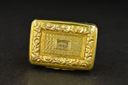 A GEORGE IV SILVER GILT VINAIGRETTE, of rectangular form, engraved initials 'A.W.' to rectangular