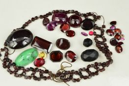 A LARGE COLLECTION OF VARIOUS GARNET GEMSTONES, to include a large star garnet weighing 26.06ct,