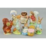 SEVEN BESWICK BEATRIX POTTER FIGURES, BP3a, 'Lady Mouse', 'Hunca Munca', 'Peter Rabbit', 'Mrs