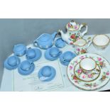 WEDGWOOD JASPERWARE MINIATURE TEASET, 'Dancing Hours', to include teapot, covered sugar, milk jug