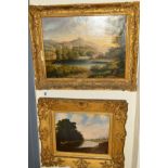 TWO 19TH CENTURY OIL ON CANVAS LANDSCAPES, the first is a Continental scene, unsigned, it has been