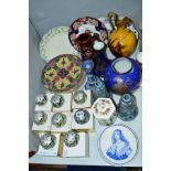 A GROUP OF CERAMICS, PEWTER ORNAMENTS ETC, to include eight limited edition McMillan & Wife pewter