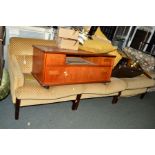 A 1970'S MAHOGANY THREE SECTION THREE SEATER