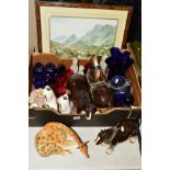 A BOX AND LOOSE SUNDRY ITEMS to include a Russian Lomonoson porcelain giraffe, Royal Crown Derby '