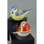 TWO BOXED ROYAL CROWN DERBY LIMITED EDITION PAPERWEIGHTS FOR CONNAUGHT HOUSE, 'Royal Robin' No112/