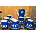 T.G.GREEN 'JERSEY BLUE' COFFEE SET by Judith Onions, to include coffee pot, milk jug, sugar bowl,