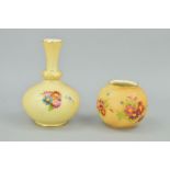 TWO PIECES OF ROYAL WORCESTER BLUSH IVORY, to include a bud vase, green backstamp and G799 to