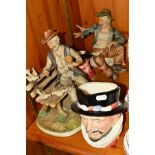 A ROYAL DOULTON CHARACTER JUG 'Beefeater' D6206, an Avon Ware 'Tony Weller' jug, two Capodimonte