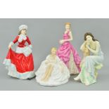 FOUR ROYAL DOULTON FIGURES, 'Sunset' from the Impressions series HN4198, two from Pretty Ladies