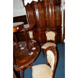 A REPRODUCTION EIGHT PIECE ITALIAN MAHOGANY SUITE with foliate decoration, comprising of a