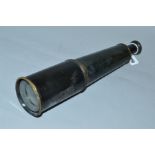 A FIVE DRAWER BRASS TELESCOPE, marked Ross, London, some minor damage and wear, length fully