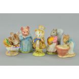 FIVE BESWICK BEATRIX POTTER FIGURES, BP2a, 'Amiable Guinea-Pig', 'Apply Dapply', 'Goody Tiptoes', '