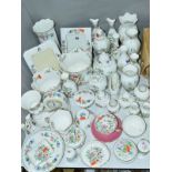 A QUANTITY OF AYNSLEY VASES, TRINKETS ETC, mostly 'Pembroke' pattern to include two photo frames,