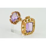 TWO PIECES OF AMETHYST JEWELLERY to include a rectangular pendant with floral and foliate
