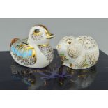 TWO ROYAL CROWN DERBY COLLECTORS GUILD PAPERWEIGHTS, boxed 'Duckling' and 'River Bank Vole' both