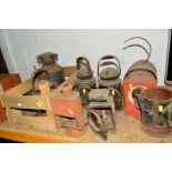 A COLLECTION OF EIGHT VINTAGE RAILWAY LANTERNS