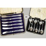 A CASED SET OF SIX SILVER TEASPOONS, engraved initial, maker B.B.S. Ltd, Birmingham 1929, together