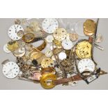 A SELECTION OF WATCH AND POCKET WATCH PARTS to include watch and pocket watch movements,