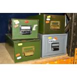 FOUR VARIOUS METAL SINGLE DRAWER CARD INDEX UNITS (4)