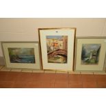 VERNON WARD (1905-1985), a Venetian scene, signed and dated 1925 bottom left, mounted, framed and