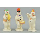 THREE ROYAL DOULTON SNOWMEN FIGURES, 'Flautist Snowman' DS10, 'Cymbal Snowman' DS14 and 'Drummer