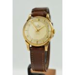 A 9CT GOLD MID - 20TH CENTURY SMITHS GENT'S WATCH, cream dial with mixed hour markers, mechanical