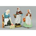 THREE ROYAL DOULTON FIGURES 'The Milkmaid' HN2057, 'The Apple Maid' HN2160 and 'Country Lass' HN1991