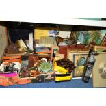 A LARGE QUANTITY OF SUNDRY ITEMS, to include pictures, ornamental rifles, various clocks, cameras, a
