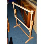 A MODERN BEECH TAPESTRY WEAVING FRAME