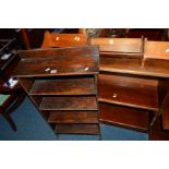 A SMALL OAK OPEN BOOKCASE, together with three book stands (4)