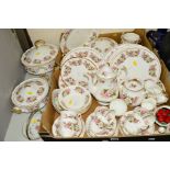 TWO BOXES AND LOOSE DINNERWARES ETC, to include floral patterned 'Jaspers Ltd' part dinnerwares