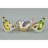 THREE ROYAL CROWN DERBY BIRD PAPERWEIGHTS, 'Firecrest 2009', 'Flamecrest' and 'Goldcrest', all