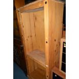 A PINE CORONA OPEN BOOKCASE, width 81cm x depth 44cm x height 183cm (s.d.)