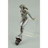 A SPEED NYMPH CHROMED CAR MASCOT, height approximately 19cm, indistinct mark to heel, some