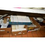FIVE BOXES OF EMPTY JEWELLERY BOXES FOR WATCHES, RINGS AND NECKLACES ETC
