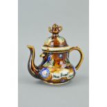 A MINIATURE BARGEWARE TEAPOT, height approximately 10cm