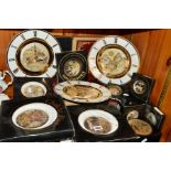 A GROUP OF CHOKIN PLATES, CLOCKS AND TRINKETS, all boxed