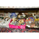 EIGHT BOXES OF ASSORTED TEA/DINNERWARES AND GLASS ETC, to include blue and white wears, Aynsley,