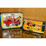 A BOXED CORGI TOYS BERLIET WRECKER TRUCK, No.1144, appears complete, with a boxed Corgi Ferrari