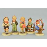 SIX HUMMEL FIGURES, 'School Girl' HUM81, 'School Boy' HUM82, 'Wayside Harmony' HUM111, 'Soloist'