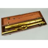 A LATE 19TH CENTURY DOLLOND OF LONDON BRASS LIBRARY TELESCOPE, bears name to end of main body,