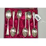 A CASED SET OF SIX LATE VICTORIAN SILVER TEASPOONS, Old English pattern, engraved monogram, makers G