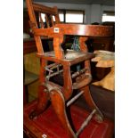 AN EDWARDIAN WALNUT CHILDS METAMORPHIC HIGH CHAIR