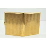 A 9CT EARLY TO MID 20TH CENTURY GOLD CIGARETTE CASE measuring approximately 100mm x 82mm, case